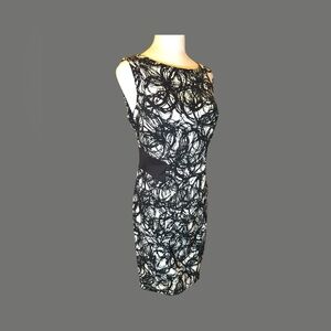 AB STUDIO EUC Sleeveless Dress in Black & White Pattern in Sz 8